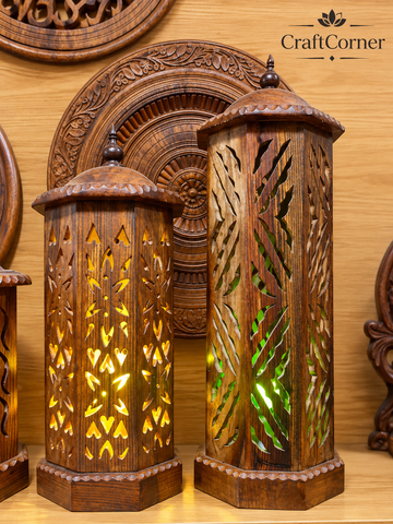 Small Handmad Wooden Lamp Set