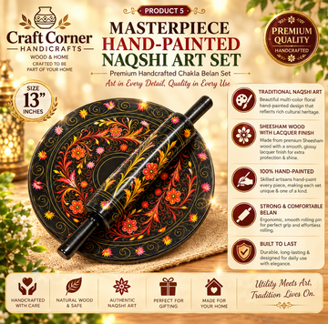 Hand-Painted Naqshi Art | Sheesham Chakla Belan Set