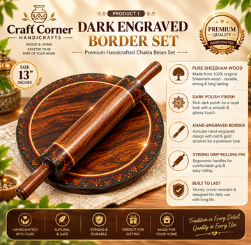 Engraved Border Chakla Belan Set