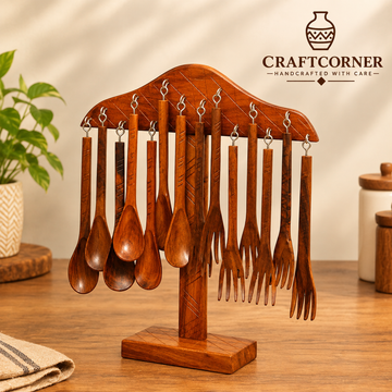 wooden spoon stand with hanging stand