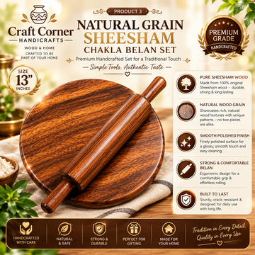 Polished Natural Grain | Sheesham Chakla Belan Set