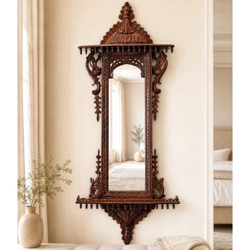 Chinioti Jharoka with Mirror | Natural Polish | Large