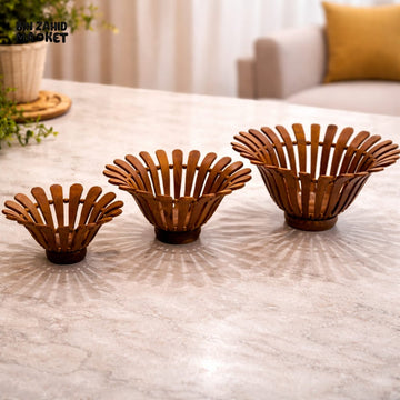 Wooden Fruit Basket Set Of 3